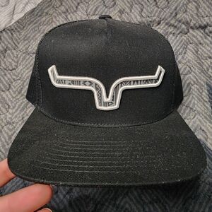 Black Trucker Cap with White Embroidered Horn Logo